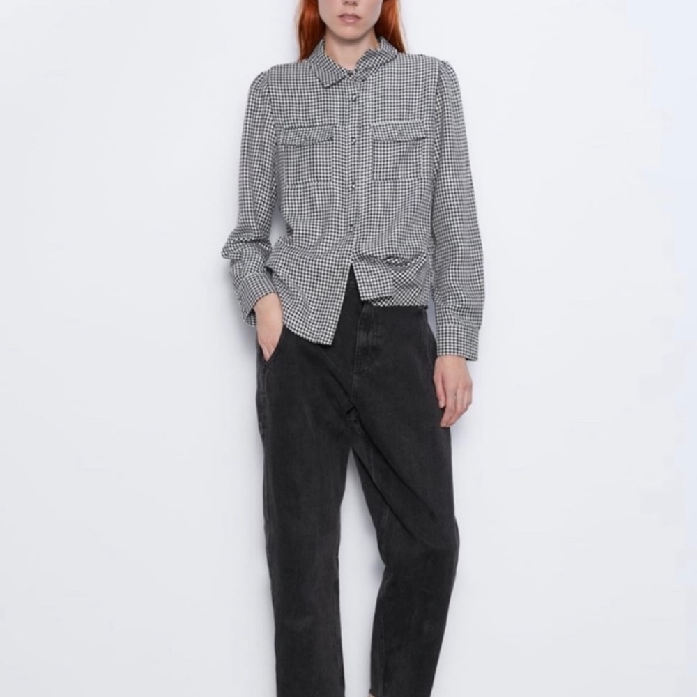 ZARA Houndstooth button down shirt
